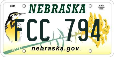 NE license plate FCC794