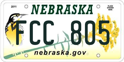 NE license plate FCC805