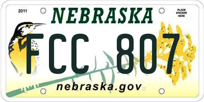 NE license plate FCC807