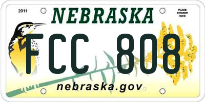 NE license plate FCC808