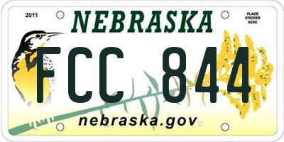 NE license plate FCC844