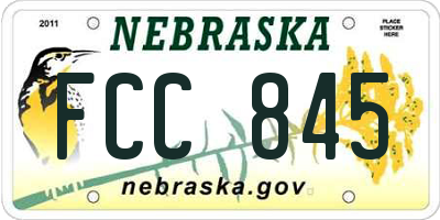 NE license plate FCC845