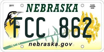 NE license plate FCC862