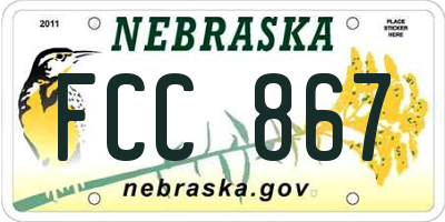 NE license plate FCC867
