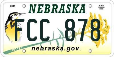 NE license plate FCC878