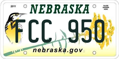 NE license plate FCC950