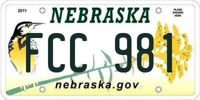 NE license plate FCC981