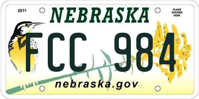 NE license plate FCC984