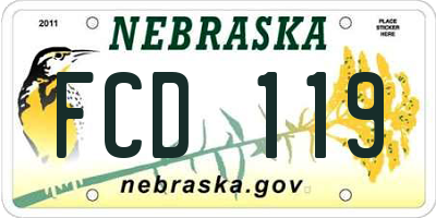 NE license plate FCD119