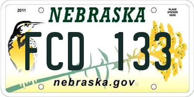 NE license plate FCD133