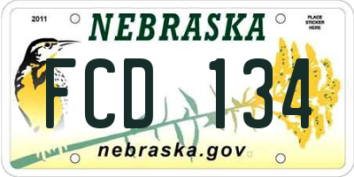 NE license plate FCD134