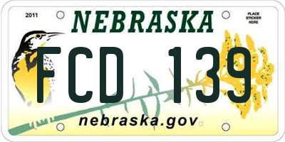 NE license plate FCD139