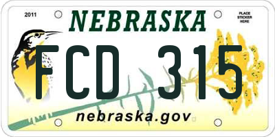 NE license plate FCD315