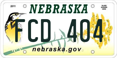 NE license plate FCD404