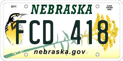 NE license plate FCD418