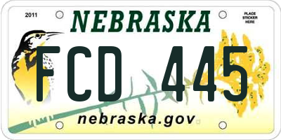 NE license plate FCD445