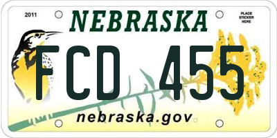 NE license plate FCD455