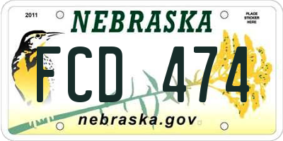 NE license plate FCD474
