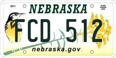 NE license plate FCD512