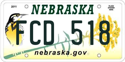 NE license plate FCD518