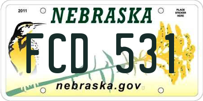 NE license plate FCD531