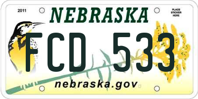 NE license plate FCD533