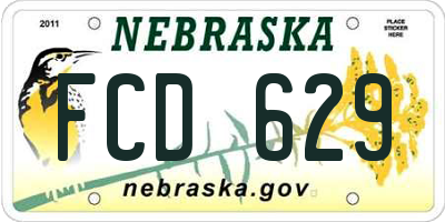 NE license plate FCD629