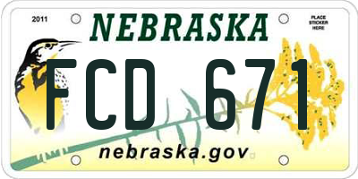 NE license plate FCD671