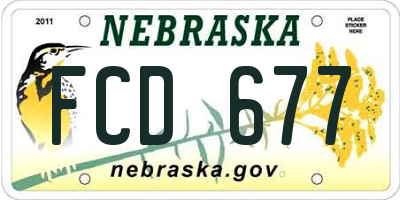 NE license plate FCD677
