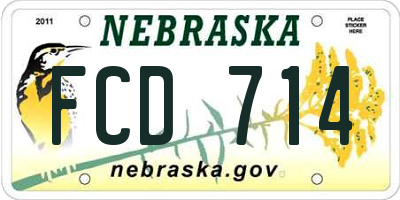 NE license plate FCD714