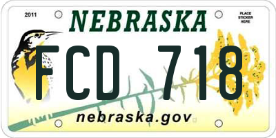 NE license plate FCD718