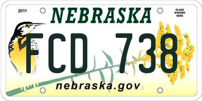 NE license plate FCD738