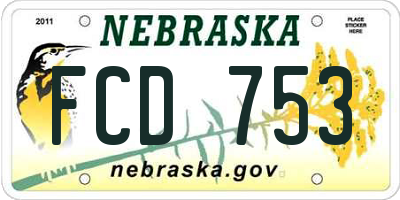 NE license plate FCD753