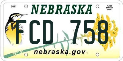 NE license plate FCD758
