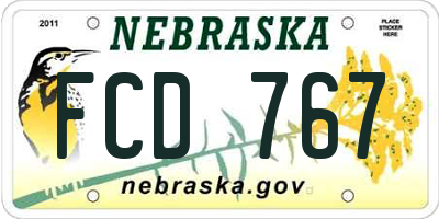 NE license plate FCD767