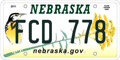 NE license plate FCD778