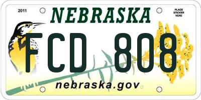 NE license plate FCD808