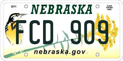 NE license plate FCD909