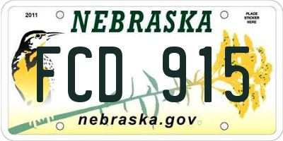 NE license plate FCD915