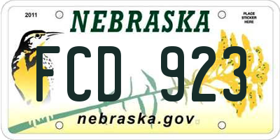 NE license plate FCD923