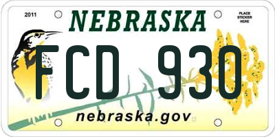 NE license plate FCD930