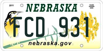 NE license plate FCD931