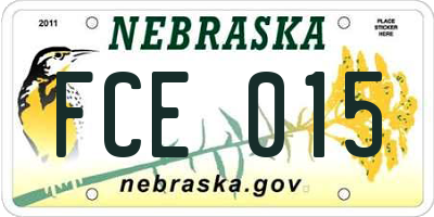 NE license plate FCE015