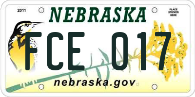 NE license plate FCE017