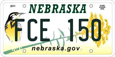 NE license plate FCE150