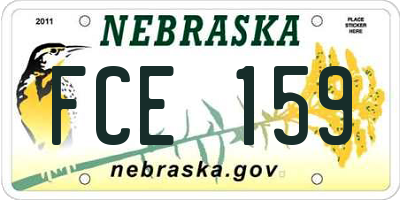 NE license plate FCE159