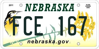 NE license plate FCE167
