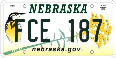 NE license plate FCE187
