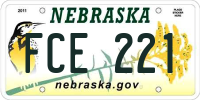 NE license plate FCE221