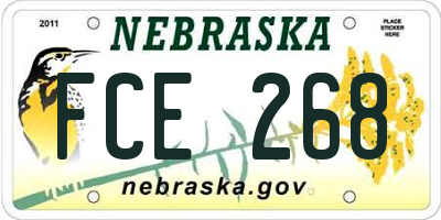 NE license plate FCE268